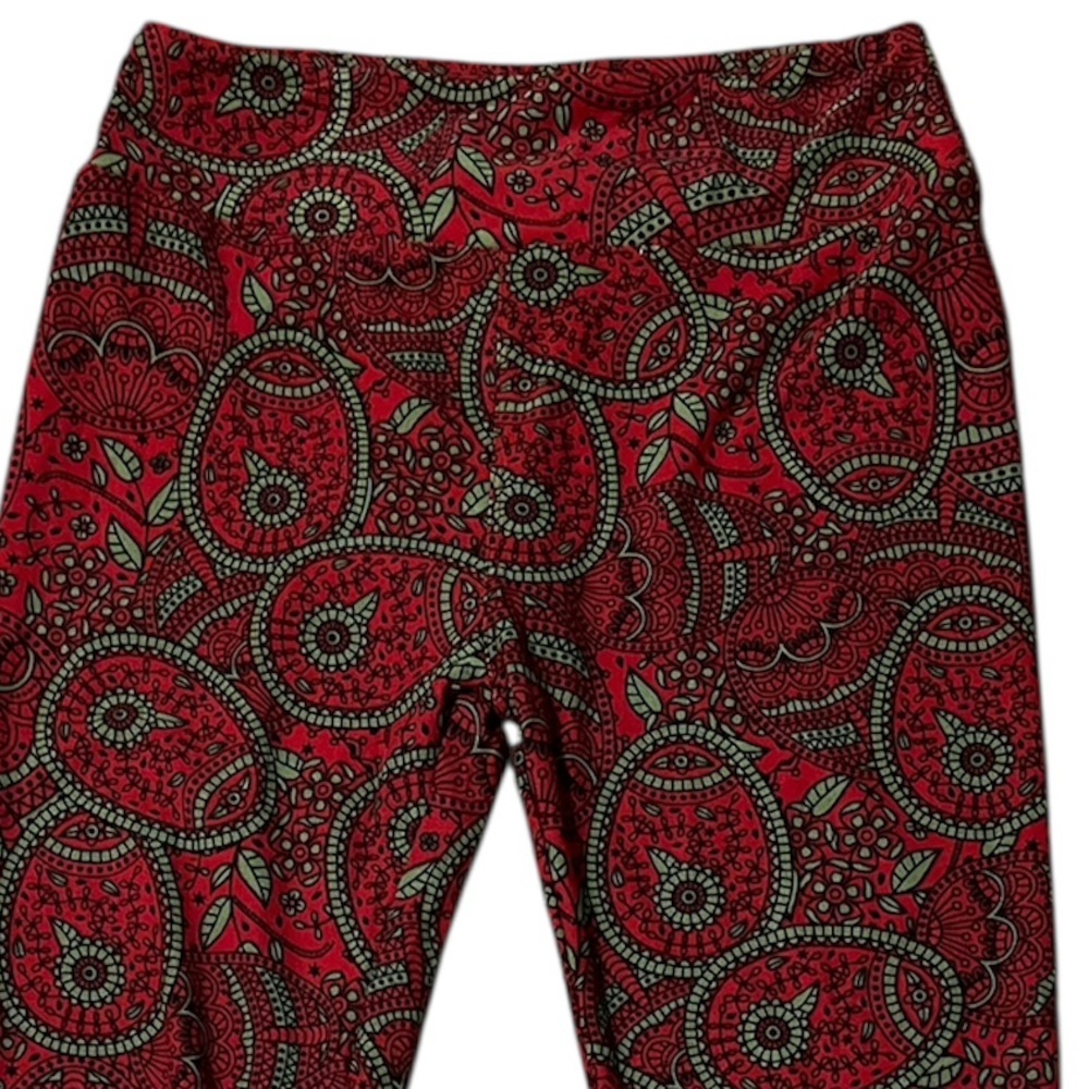 LuLaRoe Red and Black Patterned Leggings One Size